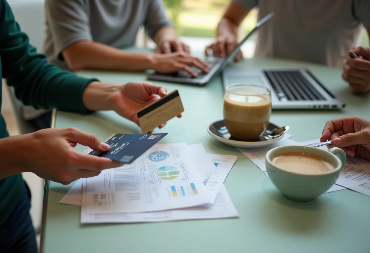 Escritorio con documentos financieros